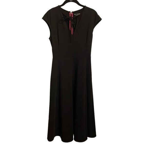 Kate Spade Ponte Tie Keyhole-neck Black Dress Size Small - Picture 1 of 7